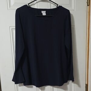 Chico's Navy Long-Sleeve Scoop Neck Top